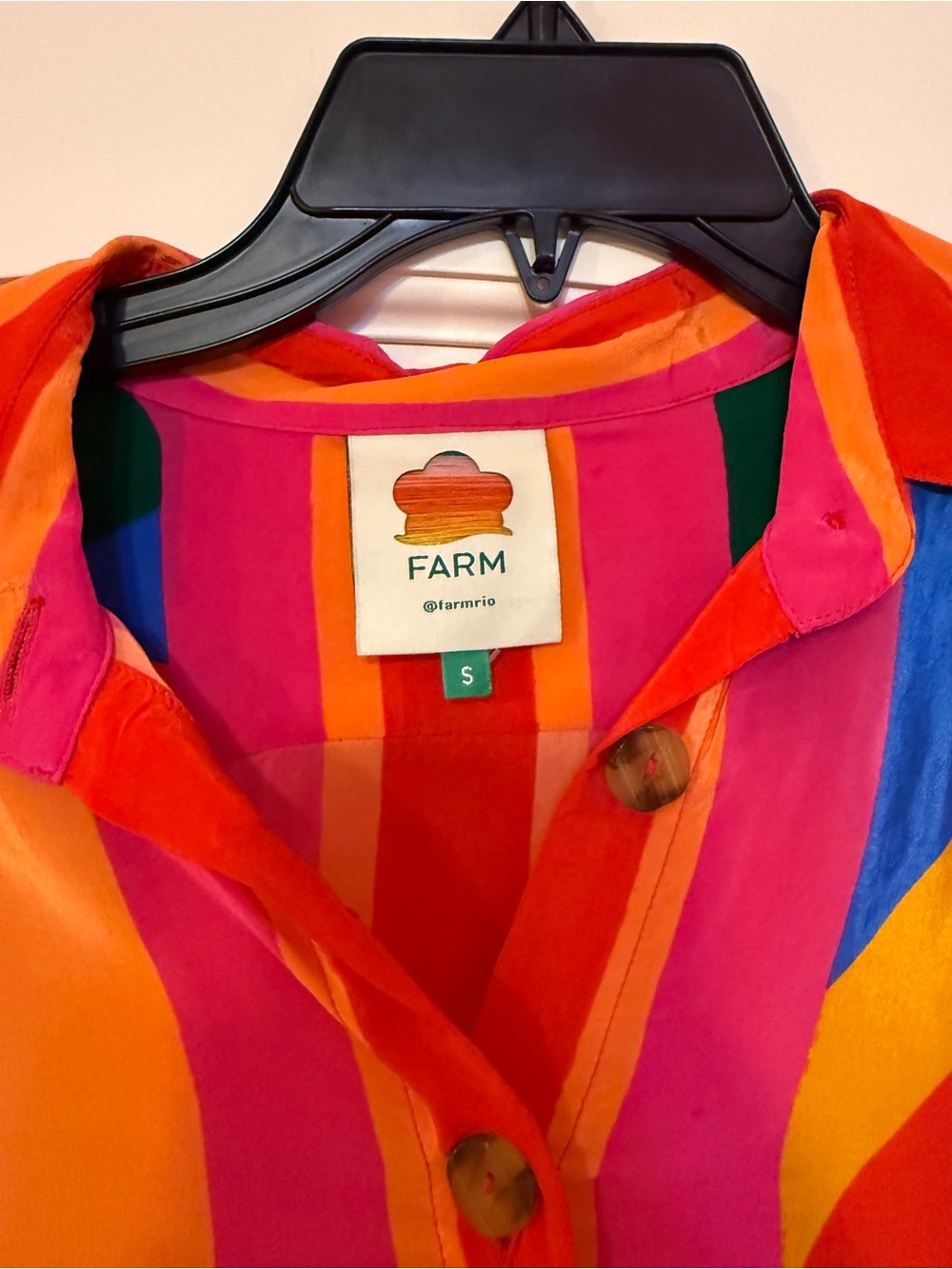 FARM Rio Multicolor Abstract Button-Up Top - Red, Pink, Orange - Picture 2 of 4